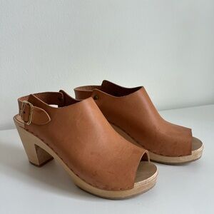 BRYR Clogs Suzie Spanish Toe Natural Undyed High Heel Open Toe Sandal 38 (8)